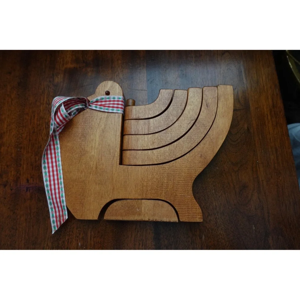 Wooden Bird‎ Candelabra 5 stick Candle Holder